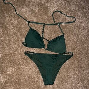 AERIE Gold accent Green Bikini Set
